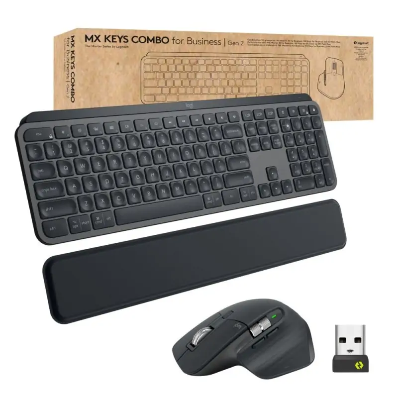 Logitech MX Keys combo for Business Gen 2 tastiera Mouse incluso RF senza fili + Bluetooth QWERTZ Tedesco Grafite