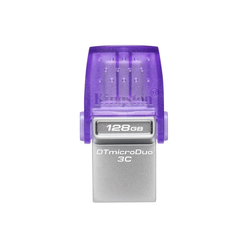 Kingston Technology DataTraveler microDuo 3C unit flash USB 128 GB Type-A / Type-C 3.2 Gen 1 (3.1 1) Stainless steel, Porpora
