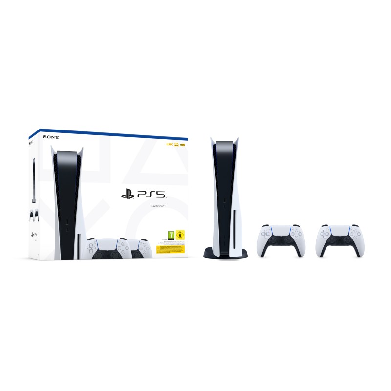 Sony PlayStation 5 - Bundle 2 Controller Wireless DualSense 825 GB Wi-Fi Nero, Bianco