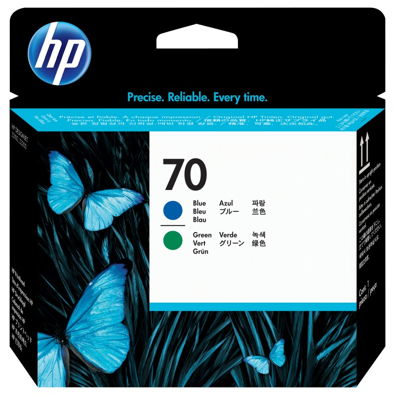 HP Testina di stampa blu e verde DesignJet 70