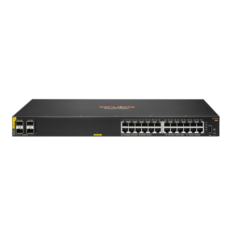 Aruba 6100 24G Class4 PoE 4SFP+ 370W Gestito L3 Gigabit Ethernet (10/100/1000) Supporto Power over (PoE) 1U Nero