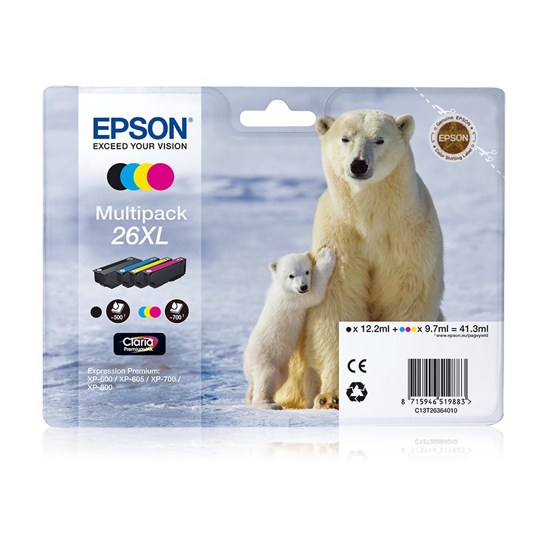 Epson Polar bear Multipack 26XL (4 colori XL : NCMG)