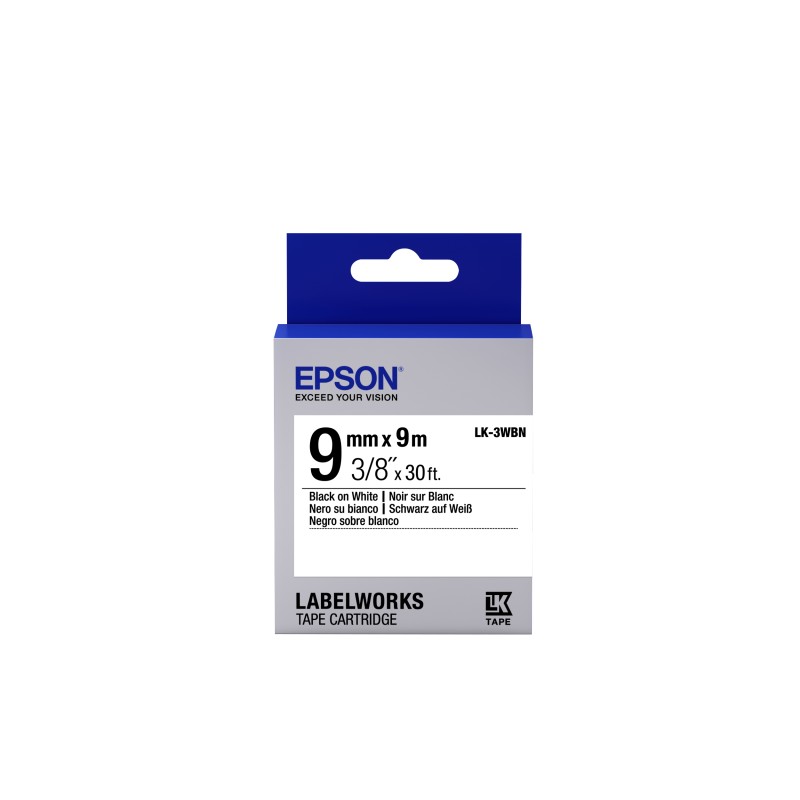 Image of Epson Nastro fondo Standard Bianco per testo Nero 9/9 LK-3WBN