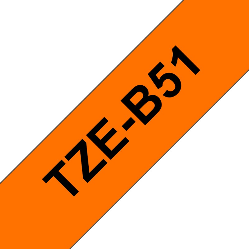 Image of Brother TZE-B51 nastro per etichettatrici Nero su arancione fluorescente