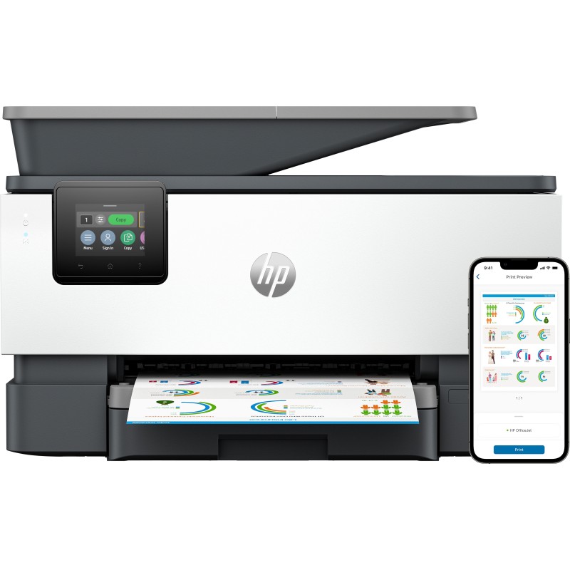 HP OfficeJet Pro Stampante multifunzione 9125e, Colore, per Piccole e medie imprese, Stampa, copia, scansione, fax