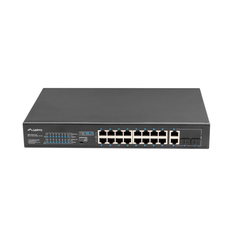 Image of Lanberg RSFE-16P-2C-150 switch di rete Non gestito Gigabit Ethernet (10/100/1000) Supporto Power over (PoE) 1U Nero