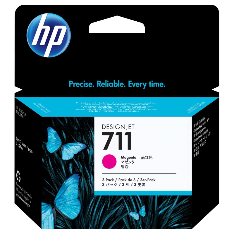 Image of HP Confezione da 3 cartucce di inchiostro magenta DesignJet 711, 29 ml