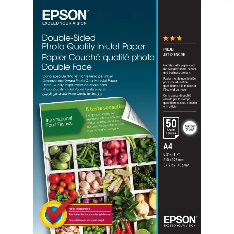 Image of Epson Double-Sided Photo Quality Inkjet Paper - A4 50 Sheets