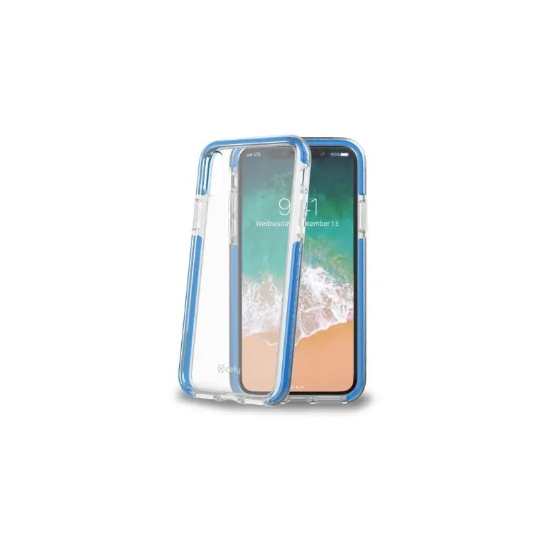 Image of Celly HEXAGON900LB custodia per cellulare 14.7 cm (5.8") Cover a guscio Blu, Trasparente