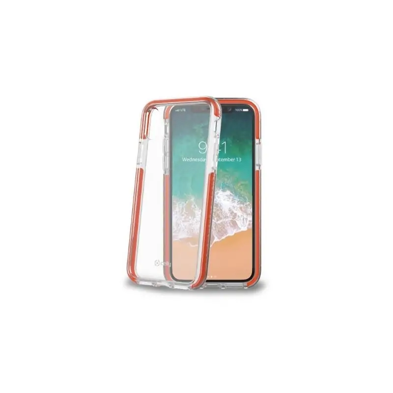 Image of Celly HEXAGON900OR custodia per cellulare 14.7 cm (5.8") Cover a guscio Arancione, Trasparente