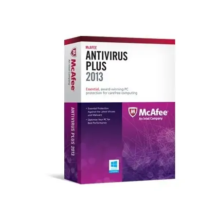 McAfee AntiVirus Plus 2013, 3u, DEU, FRE, ITA, ENG Sicurezza antivirus Tedesca, Inglese, Francese, ITA 3 licenza e