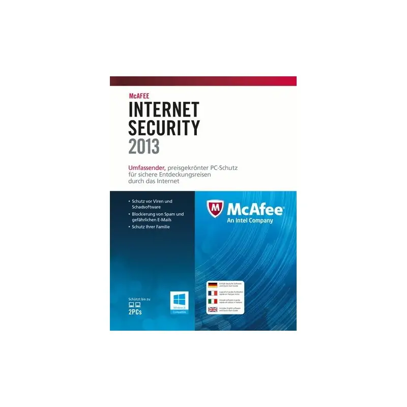 Image of McAfee Internet Security 2013. 3u, DEU, FRE, ITA, ENG Sicurezza antivirus Tedesca, Inglese, Francese, ITA 3 licenza/e