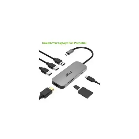 Acer HP.DSCAB.008 Port-Replikator und Laptop-Dockingstation, kabelgebunden, USB 3.2 Gen 2 (3.1 Gen 2), Typ C, Silber