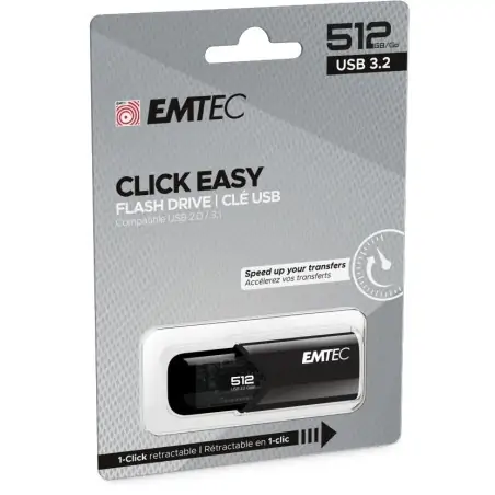 Emtec B110 Click Easy 3.2 unità flash USB 512 GB USB tipo A 3.2 Gen 2 (3.1 Gen 2) Nero