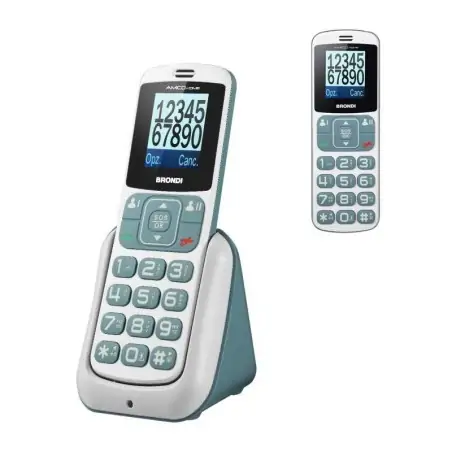 Brondi Amico Home 4,5 cm (1,77 Zoll) silbernes Telefon für ältere Menschen