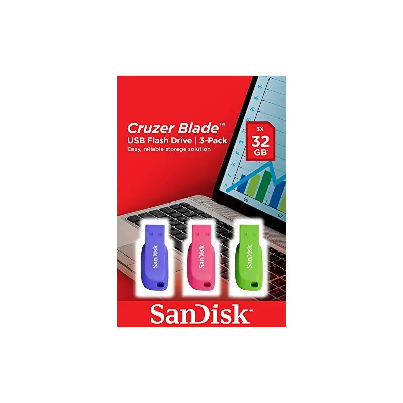 Image of SanDisk Cruzer Blade 3x 32GB unità flash USB tipo A 2.0 Blu, Verde, Rosa