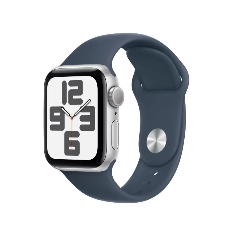 Image of Apple Watch SE GPS Cassa 40mm in Alluminio Argento con Cinturino Sport Blu Tempesta - M/L