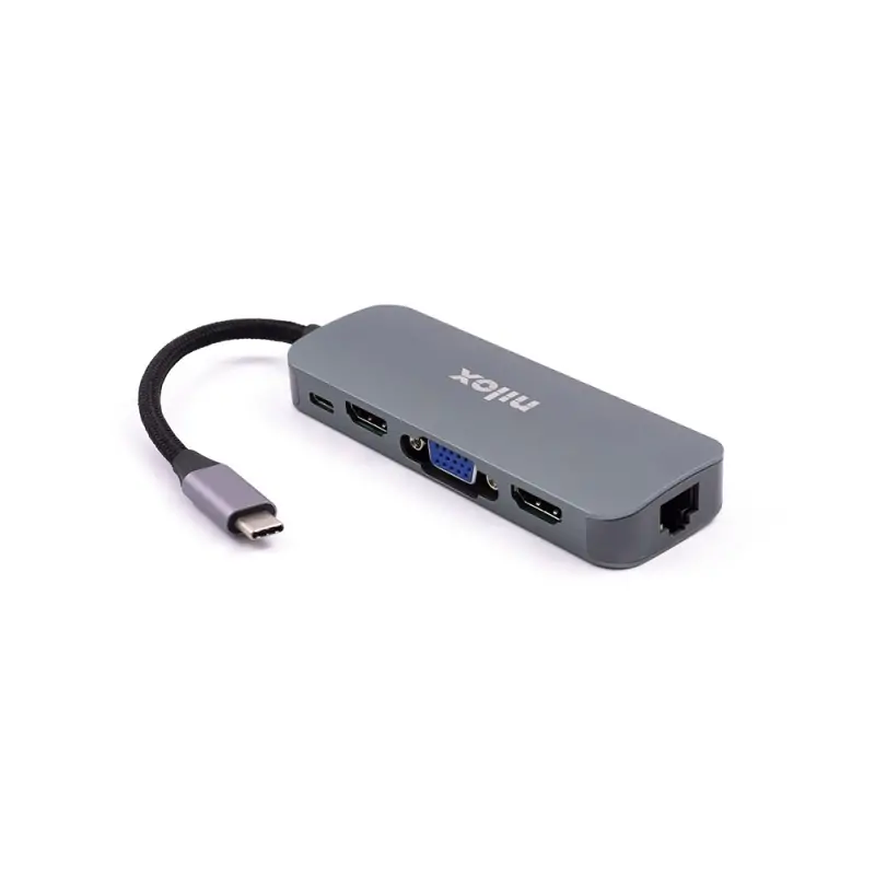 Image of Nilox DOCKING STAT HDMI VGA PD ETH 3USB USB 3.2 Gen 1 (3.1 1) Type-C Alluminio