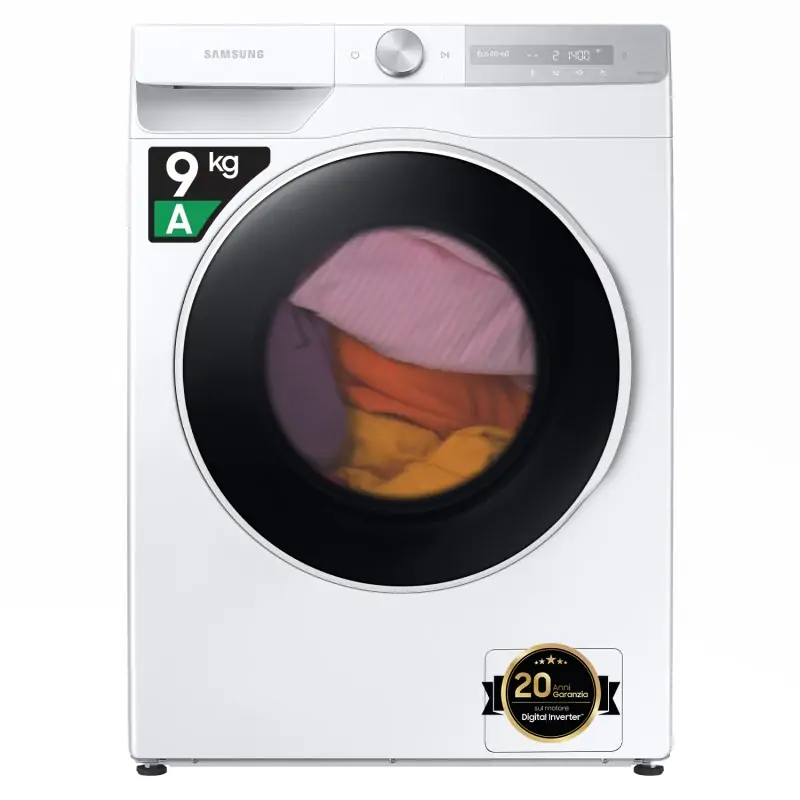 Image of Samsung WW90T734DWH/S3 lavatrice A caricamento frontale Ultrawash 9 kg Classe 1400 giri/min, Porta nero/bianca + Display silver