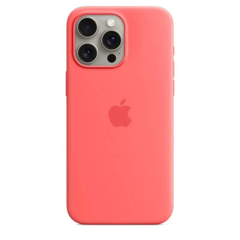 Image of Apple Custodia MagSafe in silicone per iPhone 15 Pro Max - Guava