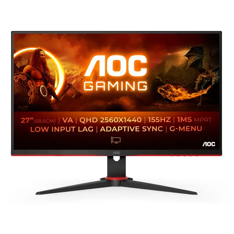 Image of AOC G2 Q27G2E/BK Monitor PC 68.6 cm (27") 2560 x 1440 Pixel Quad HD Nero, Rosso