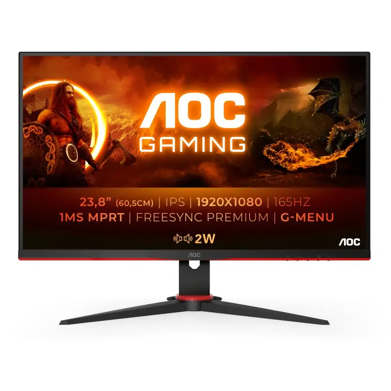 Image of AOC G2 24G2SPAE/BK LED display 60.5 cm (23.8") 1920 x 1080 Pixel Full HD Nero, Rosso