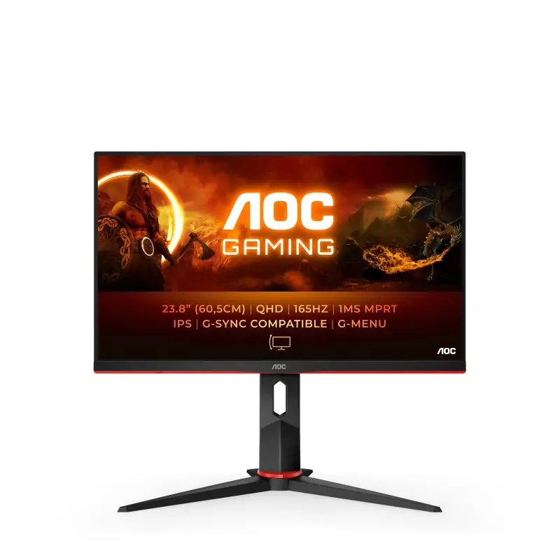 Image of AOC G2 Q24G2A/BK Monitor PC 60.5 cm (23.8") 2560 x 1440 Pixel Nero, Rosso