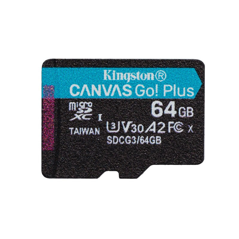 Image of Kingston Technology Scheda microSDXC Canvas Go Plus 170R A2 U3 V30 da 64GB confezione singola senza adattatore