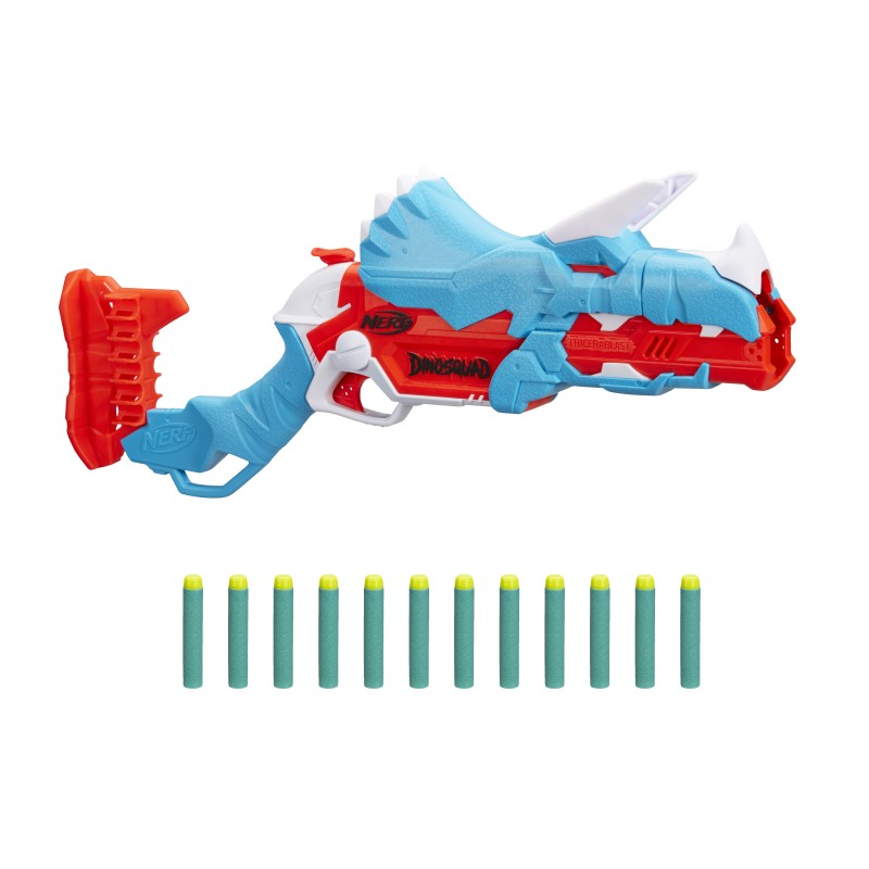 Image of Nerf DinoSquad - Tricera-blast (blaster con alloggiamento per caricamento di 3 dardi