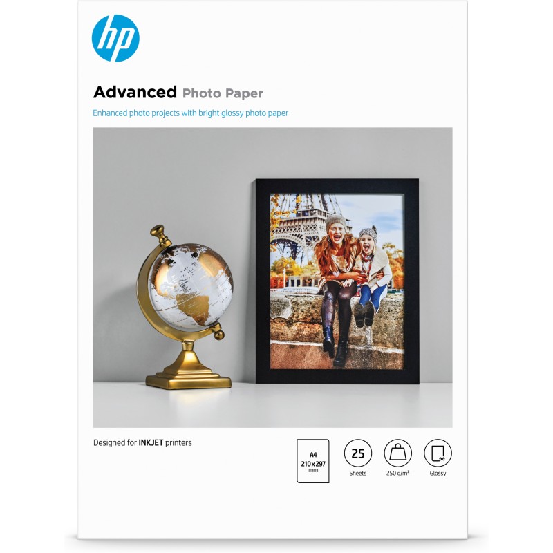 Image of HP Carta fotografica Advanced, lucida, 250 g/m2, A4 (210 x 297 mm), 25 fogli