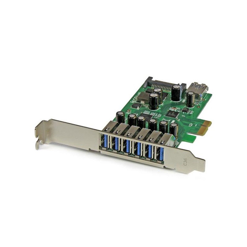 Image of StarTech.com Scheda Espansione PCI Express USB 3.0 a 7 porte con profilo basso e standard - alimentazione SATA