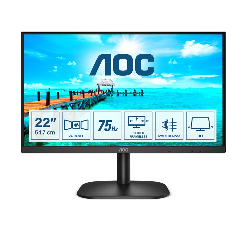 Image of AOC B2 22B2H/EU LED display 54.6 cm (21.5") 1920 x 1080 Pixel Full HD Nero