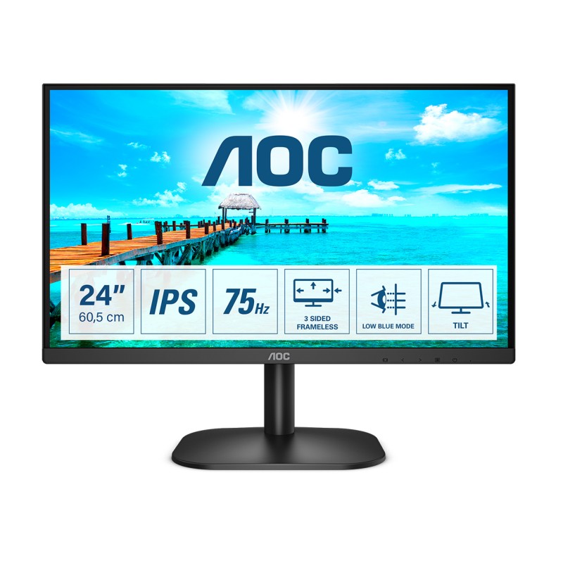 Image of AOC B2 24B2XH Monitor PC 60.5 cm (23.8") 1920 x 1080 Pixel Full HD LED Nero
