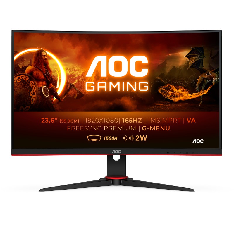 Image of AOC G2 C24G2AE/BK Monitor PC 59.9 cm (23.6") 1920 x 1080 Pixel Full HD LED Nero, Rosso