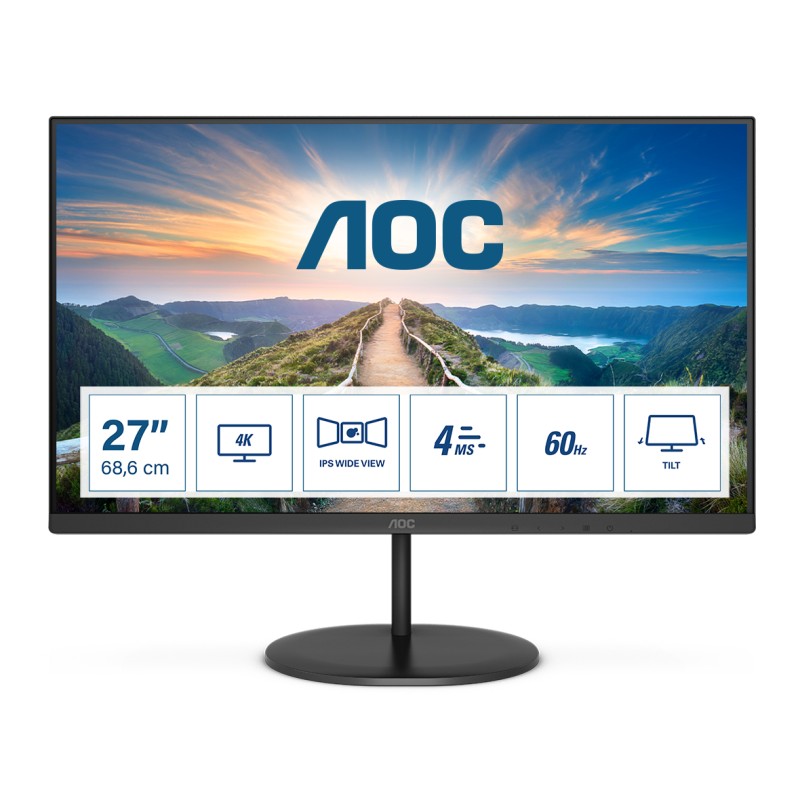 Image of AOC V4 U27V4EA Monitor PC 68.6 cm (27") 3840 x 2160 Pixel 4K Ultra HD LED Nero