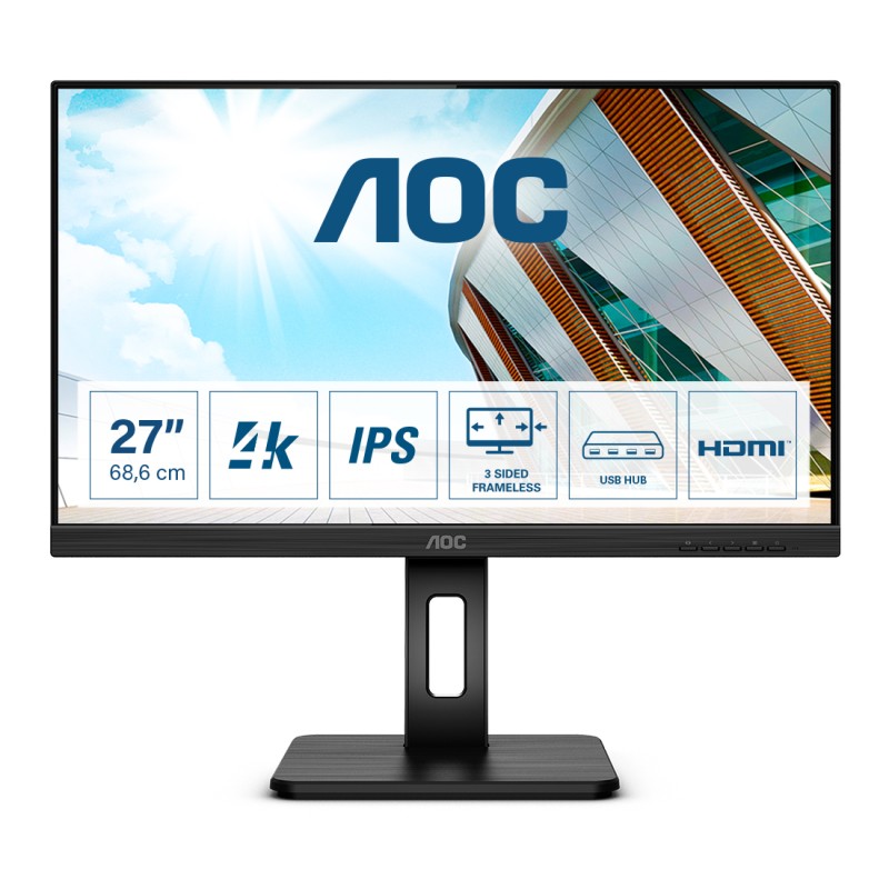 Image of AOC P2 U27P2 LED display 68.6 cm (27") 3840 x 2160 Pixel 4K Ultra HD Nero