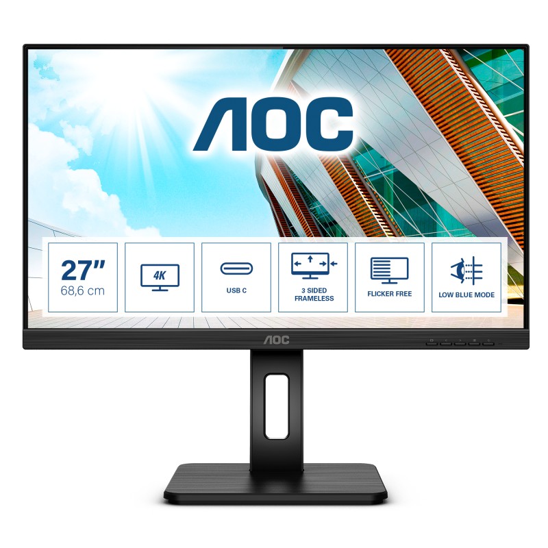 Image of AOC U27P2CA Monitor PC 68.6 cm (27") 3840 x 2160 Pixel 4K Ultra HD LED Nero