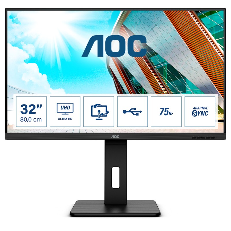 Image of AOC P2 U32P2 Monitor PC 80 cm (31.5") 3840 x 2160 Pixel 4K Ultra HD LED Nero