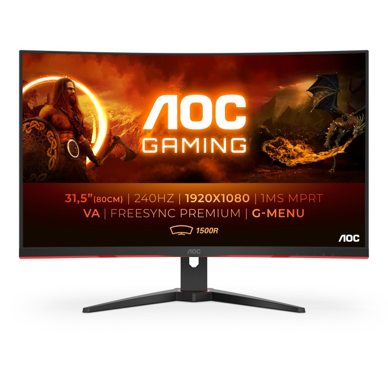 Image of AOC G2 C32G2ZE/BK Monitor PC 80 cm (31.5") 1920 x 1080 Pixel Full HD LED Nero, Rosso