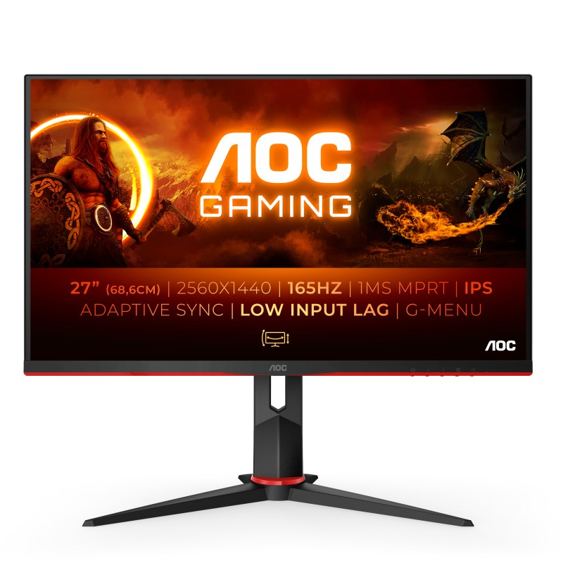 Image of AOC Q27G2S/EU Monitor PC 68.6 cm (27") 2560 x 1440 Pixel Quad HD LED Nero, Rosso
