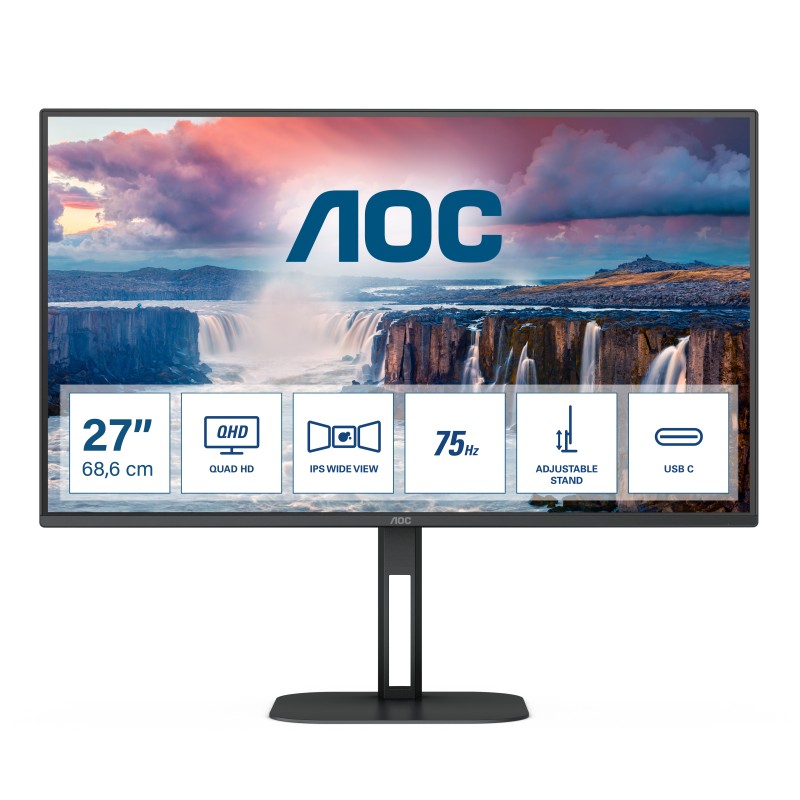 Image of AOC V5 Q27V5C Monitor PC 68.6 cm (27") 2560 x 1440 Pixel Quad HD LED Nero