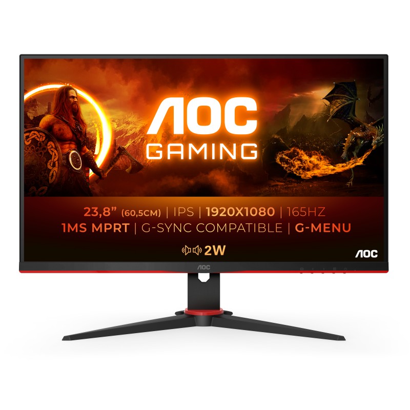 Image of AOC 24G2SPU/BK Monitor PC 60.5 cm (23.8") 1920 x 1080 Pixel Full HD Nero, Rosso