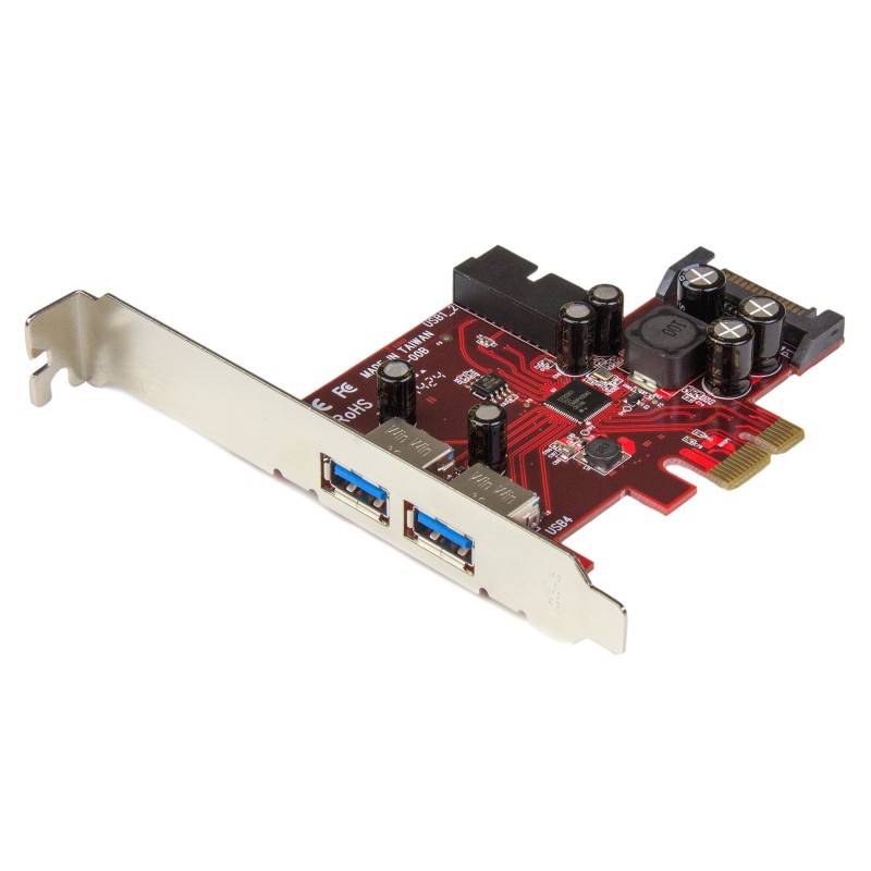 Image of StarTech.com Scheda Espansione PCI Express USB 3.0 a 4 porte - 2 interne, esterne Adattatore PCIe alimentato SATA