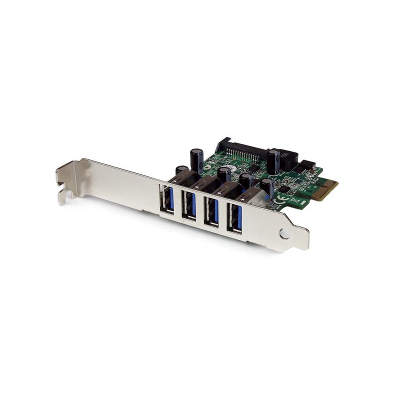 Image of StarTech.com Adattatore scheda controller PCI Express PCIe SuperSpeed USB 3.0 a 4 porte con UASP - Alimentazione SATA
