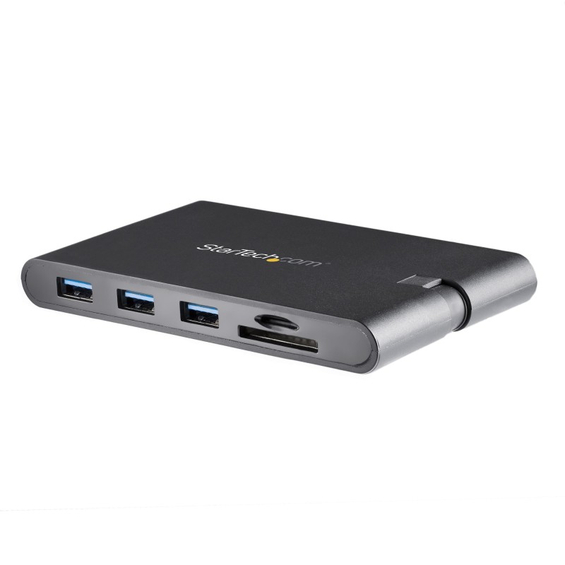 Image of StarTech.com Adattatore Multi-porta USB-C con HDMI e VGA per portatili - 3x USB 3.0 Lettore Schede SD PD Cavo integrato