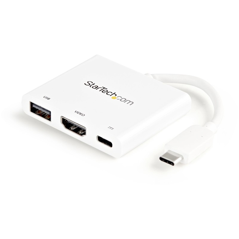 Image of StarTech.com Adattatore Multifunzione USB-C a HDMI 4k con Power Delivery e porta USB-A - Bianco