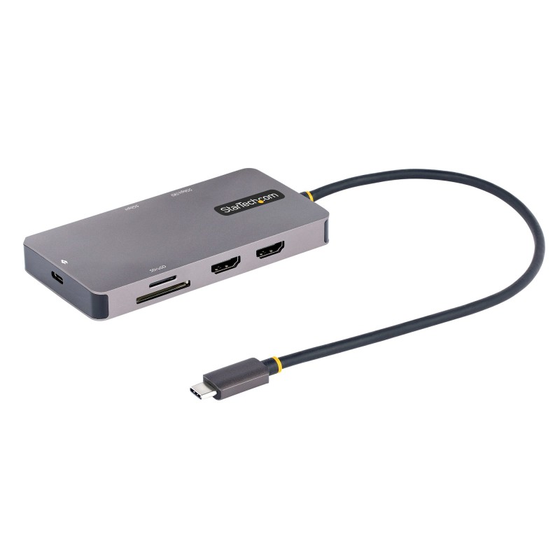 Image of StarTech.com Adattatore USB C Multiporta, Doppio HDMI 4K 60Hz, Hub a 5Gbps 2 porte, 100W Power Delivery Pass-Through, GbE