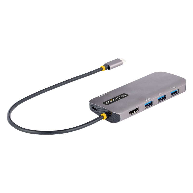 Image of StarTech.com Adattatore USB C Multiporta, Video HDMI 4K 60Hz, Hub 3.2 a 3 porte USB-A 5Gbps , 100W Power Delivery Pass-Through