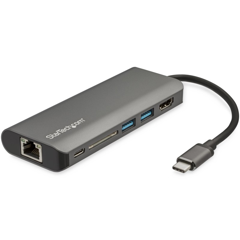 Image of StarTech.com Adattatore multiporta USB-C - Dock da viaggio USB tipo C a HDMI 4K, 3x 3.0 hub, SD / SDHC, GbE