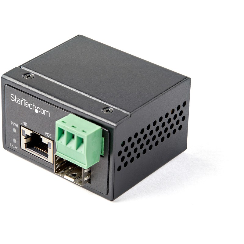 Image of StarTech.com Media converter fibra a Ethernet 30W - Convertitore gigabit ottica rame per uso industriale PoE+